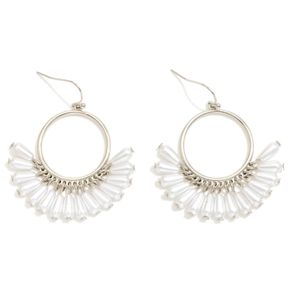 Wholesale metal Hoop Drop Earrings Pearl Tassel Details L