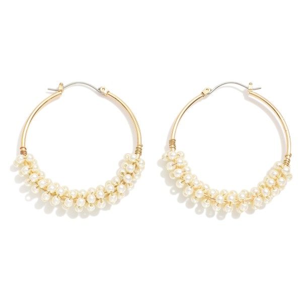 Wholesale pearl Beaded Hoop Earrings D
