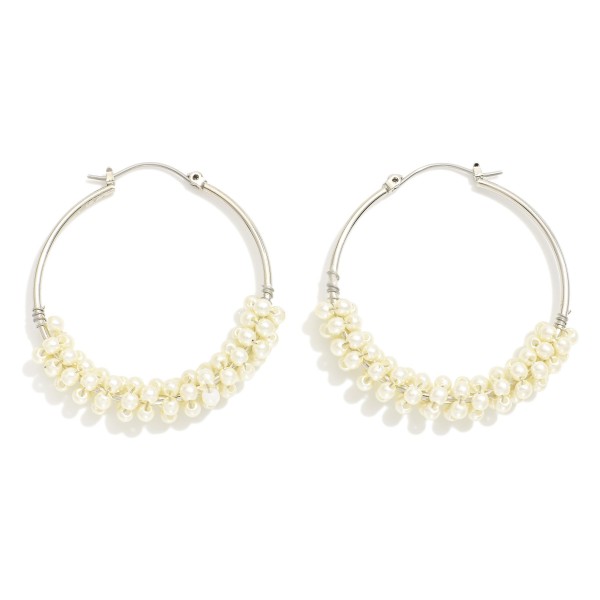 Wholesale pearl Beaded Hoop Earrings D