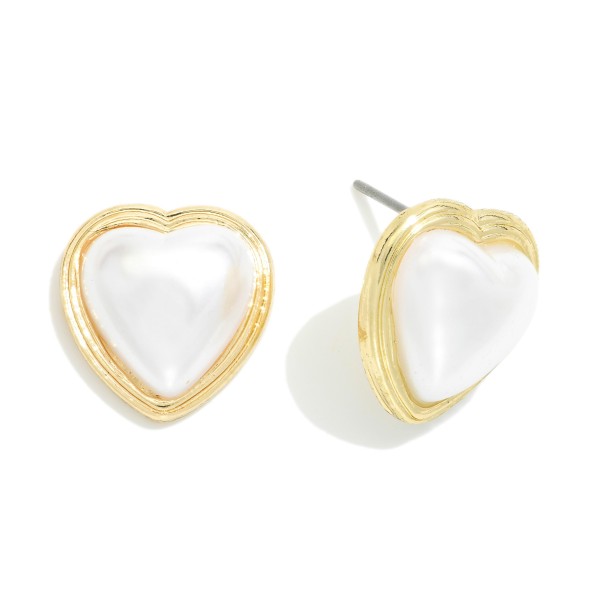 Wholesale pearl Stud Earrings Gold Dipped Backing Gold Dipped L