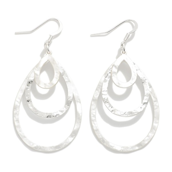 Wholesale nesting Hammered Metal Teardrop Drop Earrings L