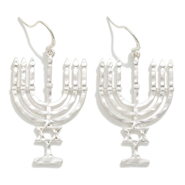 Wholesale hammered Metal Menorah Drop Earrings L