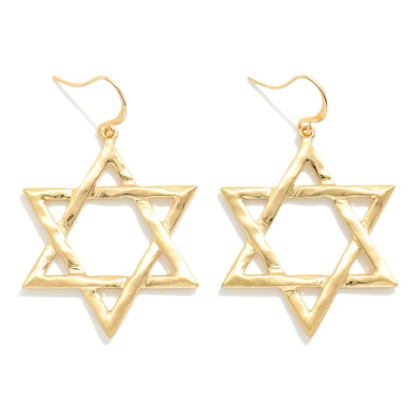 Wholesale hammered Metal Star David Drop Earrings L