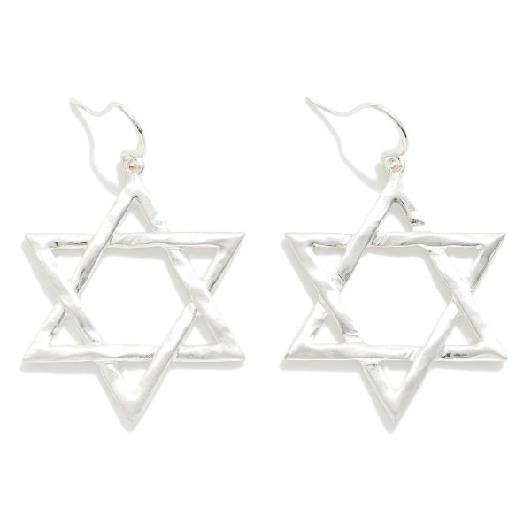 Wholesale hammered Metal Star David Drop Earrings L