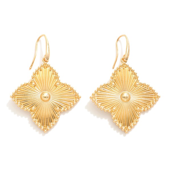 Wholesale textured Metal Clover Drop Earrings L