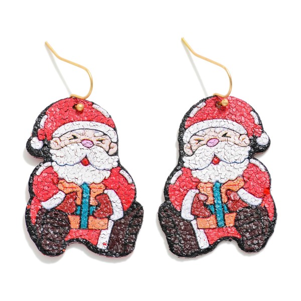 Wholesale laughing Santa Drop Earrings Glitter Detail L