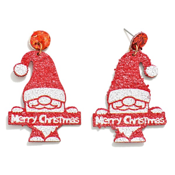 Wholesale santa Merry Christmas Sign Post Drop Earrings Glitter Details L