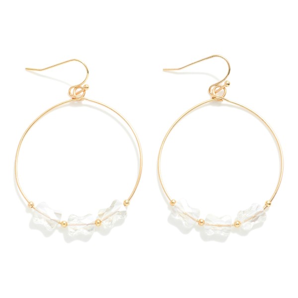 Wholesale metal Wire Hoop Drop Earrings Faceted Peanut Bead Detail L