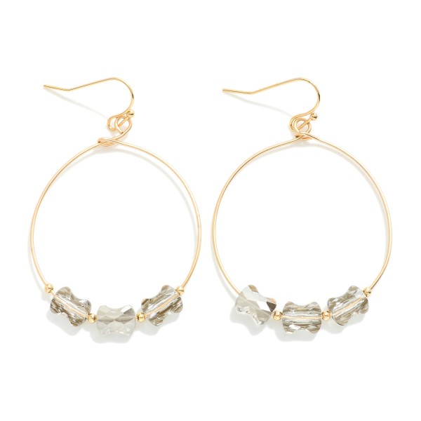 Wholesale metal Wire Hoop Drop Earrings Faceted Peanut Bead Detail L