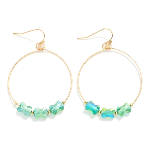 Wholesale metal Wire Hoop Drop Earrings Faceted Peanut Bead Detail L