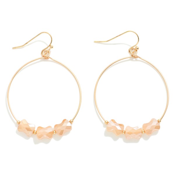 Wholesale metal Wire Hoop Drop Earrings Faceted Peanut Bead Detail L