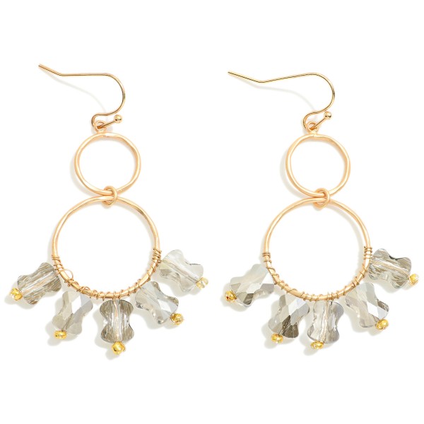 Wholesale linked Hoop Drop Earrings Faceted Peanut Bead Detail L