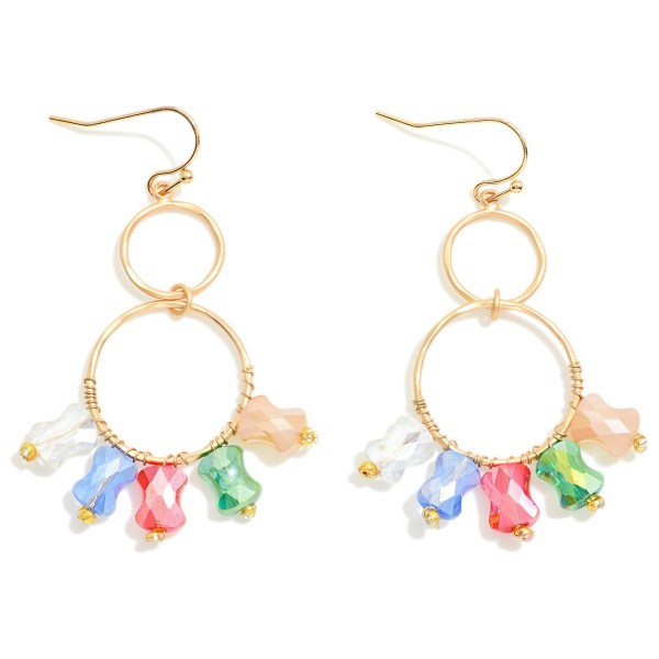 Wholesale linked Hoop Drop Earrings Faceted Peanut Bead Detail L