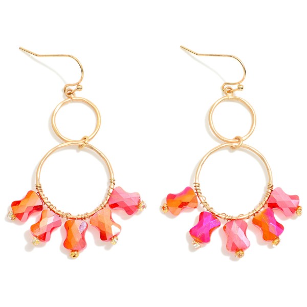 Wholesale linked Hoop Drop Earrings Faceted Peanut Bead Detail L