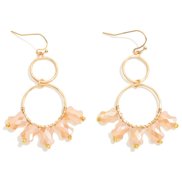 Wholesale linked Hoop Drop Earrings Faceted Peanut Bead Detail L