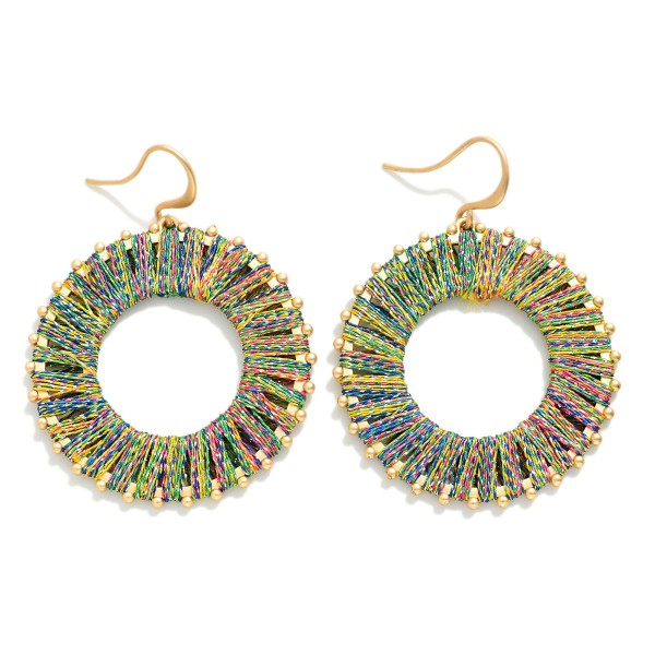 Wholesale glitter Yarn Wrapped Hoop Drop Earrings L