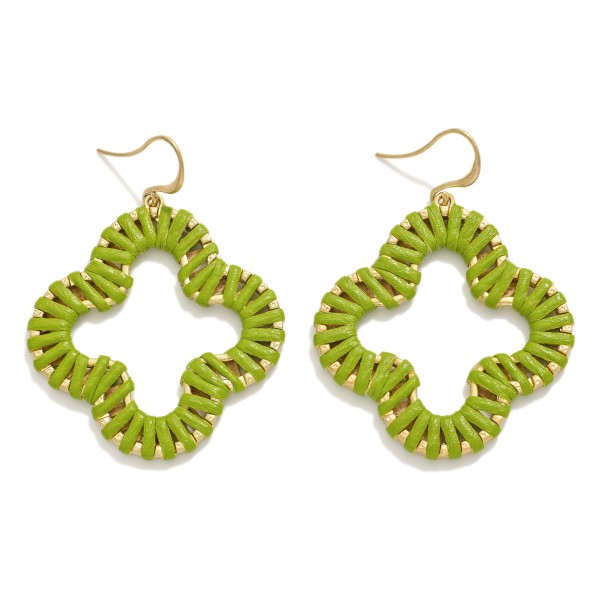 Wholesale vegan Leather Wrapped Clover Drop Earrings L