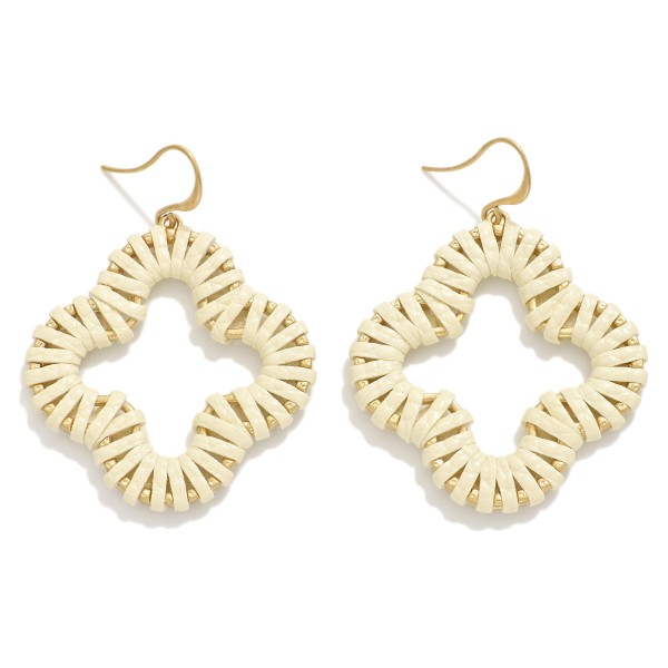Wholesale vegan Leather Wrapped Clover Drop Earrings L