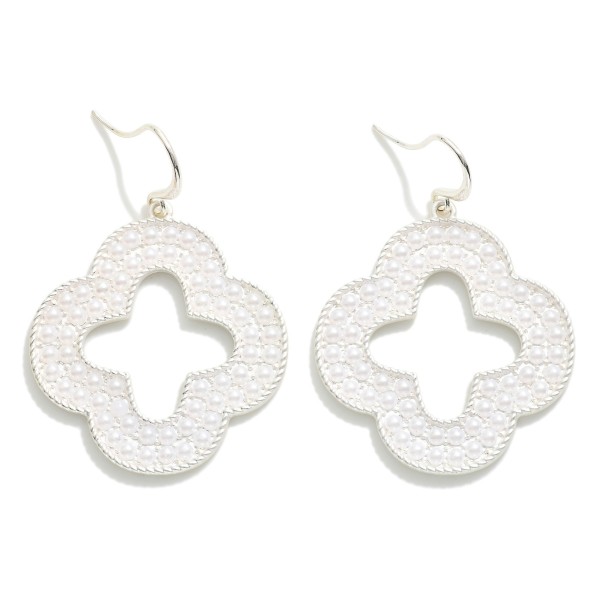 Wholesale pearl Studded Metal Clover Drop Earrings L