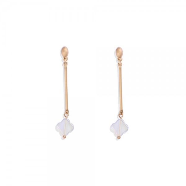 Wholesale metal Bar Post Drop Earrings Translucent Clover Dangle L
