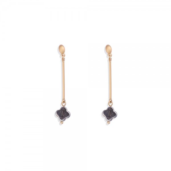 Wholesale metal Bar Post Drop Earrings Translucent Clover Dangle L