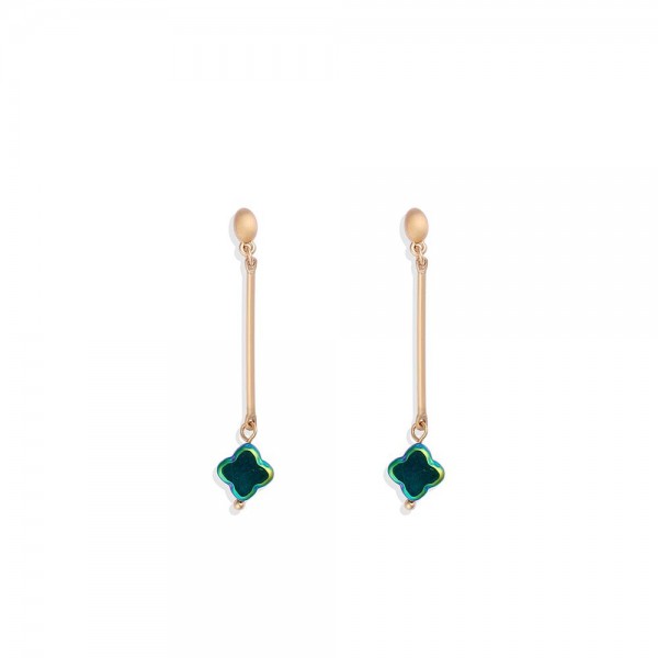 Wholesale metal Bar Post Drop Earrings Translucent Clover Dangle L