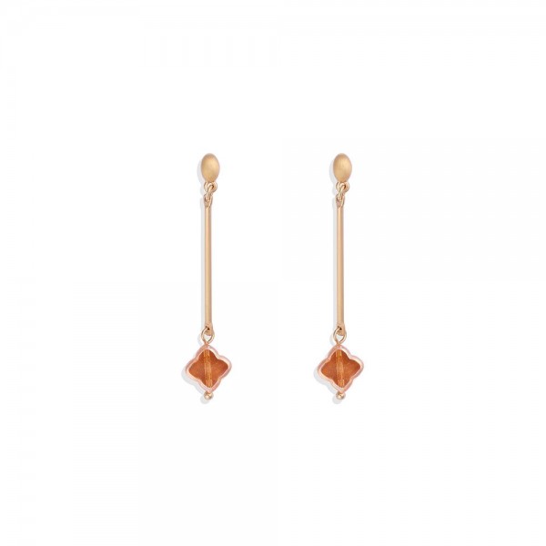 Wholesale metal Bar Post Drop Earrings Translucent Clover Dangle L