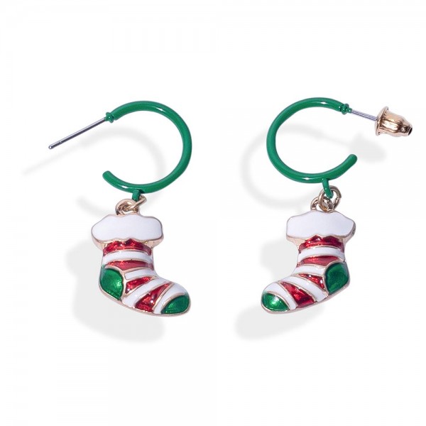 Wholesale painted Metal Hoop Earrings Stocking Dangle L