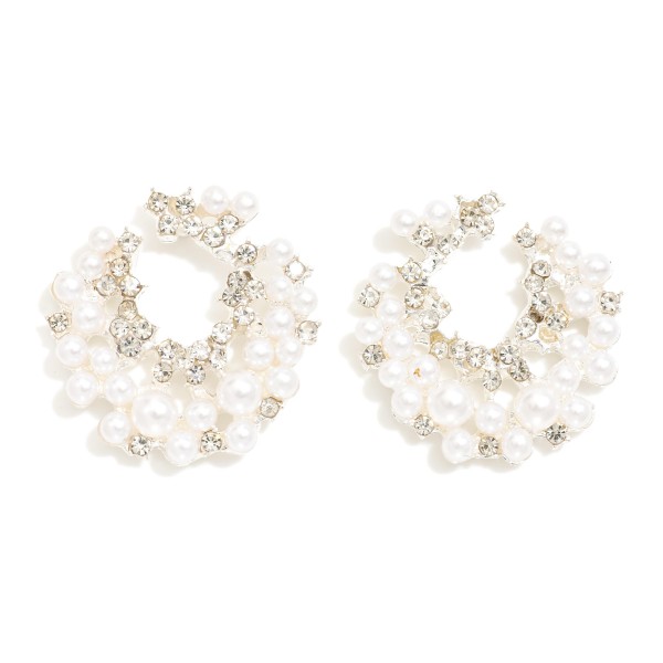 Wholesale pearl Rhinestone Crescent Drop Earrings L