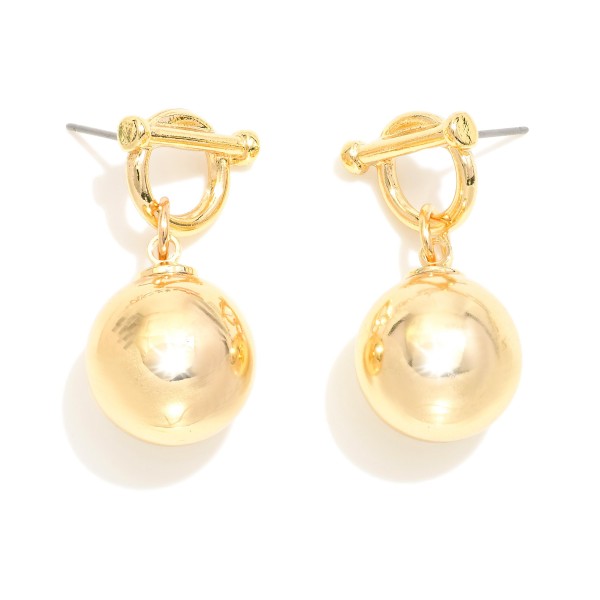 Wholesale metal Toggle Post Drop Earrings Linked Metal Ball L