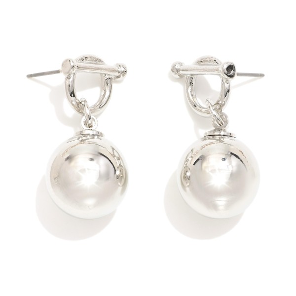 Wholesale metal Toggle Post Drop Earrings Linked Metal Ball L