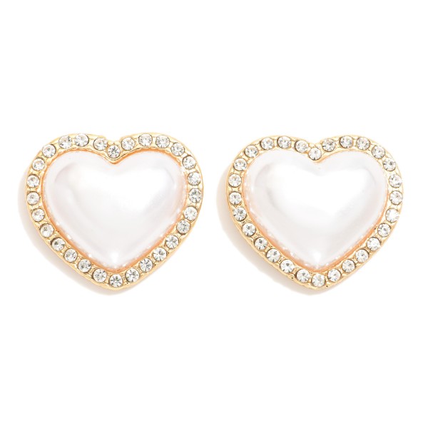 Wholesale chunky Pearl Heart Post Drop Earrings L
