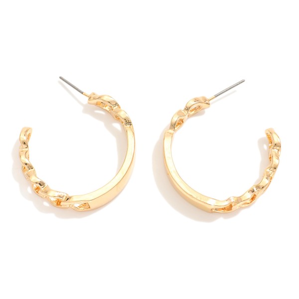 Wholesale metal Hoop Earrings Chain Link Detail D