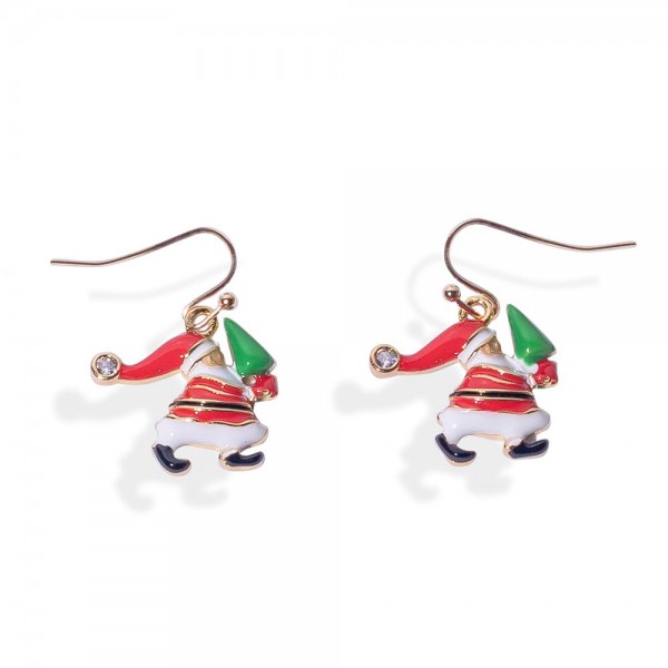 Wholesale painted Metal Santa Clause Drop Earrings Cubic Zirconia Details L