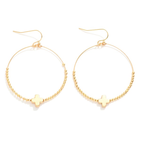 Wholesale metal Beaded Hoop Drop Earrings Clover L