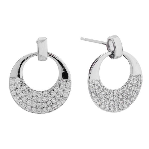 Wholesale gold Dipped Linked Hoop Post Drop Earrings Cubic Zirconia Details D Hy