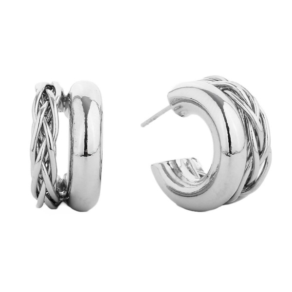 Wholesale gold Dipped Double Hoop Earrings Twisted Metal Detail D Hypoallergenic