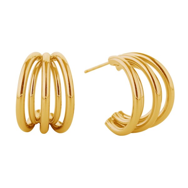 Wholesale gold Dipped Layered Hoop Earrings D Hypoallergenic Brass Base