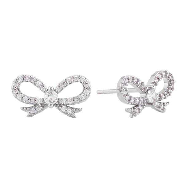 Wholesale gold Dipped Cubic Zirconia Studded Bow Stud Earrings D Hypoallergenic