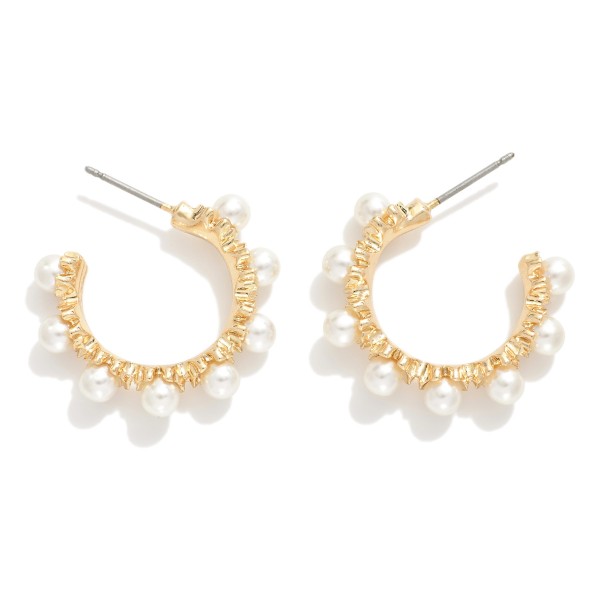 Wholesale metal Hoop Earrings Pearl Clover Details D