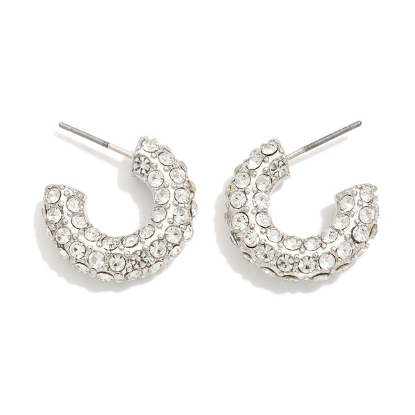 Wholesale rhinestone Studded Metal Hoop Earrings D