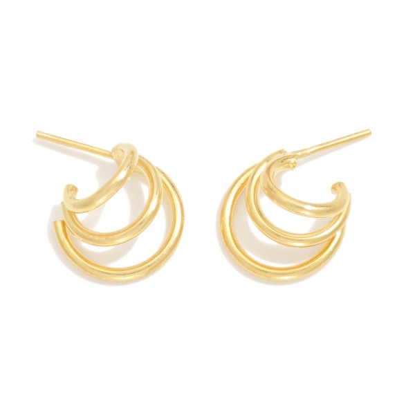 Wholesale triple Metal Hoop Earrings L k Gold Hypoallergenic Made Brazil