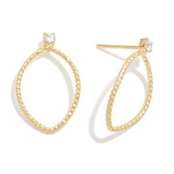 Wholesale oval Shimmer Cut Metal Post Earrings L k Gold Hypoallergenic Made Braz