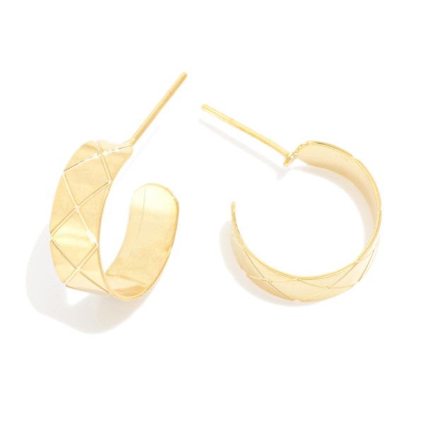 Wholesale criss Cross Pattern Metal Hoop Earrings L k Gold Hypoallergenic Made B