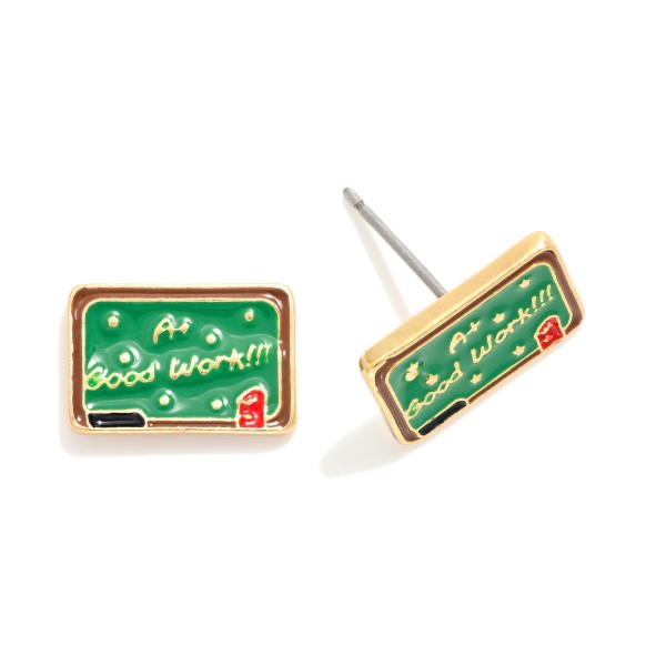 Wholesale enamel Good Work Chalkboard Stud Earrings L