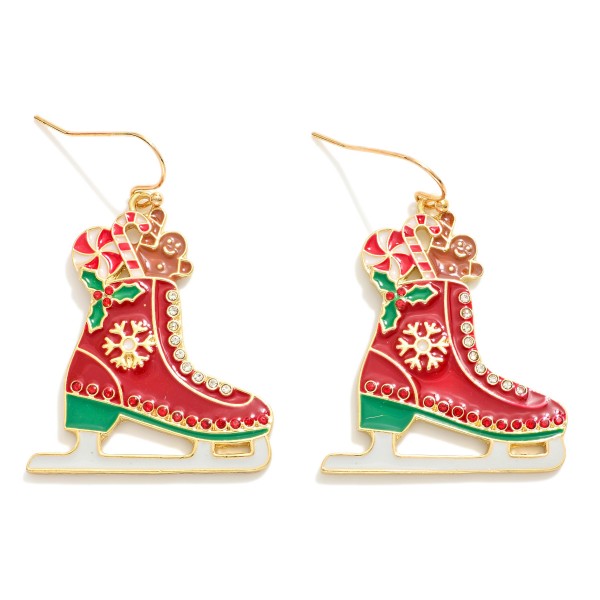 Wholesale enamel Christmas Ice Skates Drop Earrings L