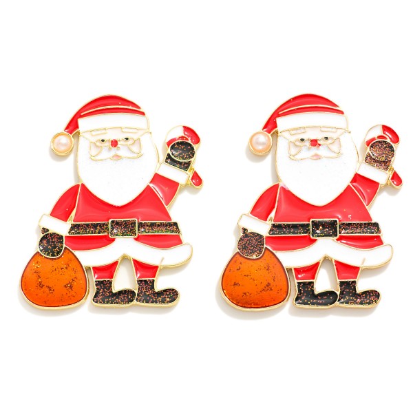 Wholesale enamel Glitter Santa Claus Post Drop Earrings L