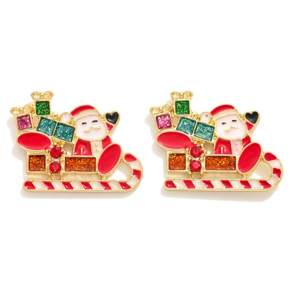 Wholesale enamel Santa s Sleigh Stud Earrings L