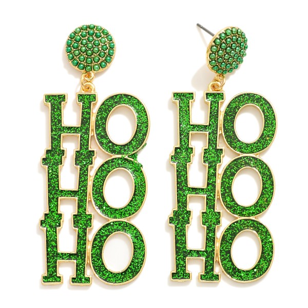 Wholesale hO HO HO Glitter Post Drop Earrings Pave Bead Post L