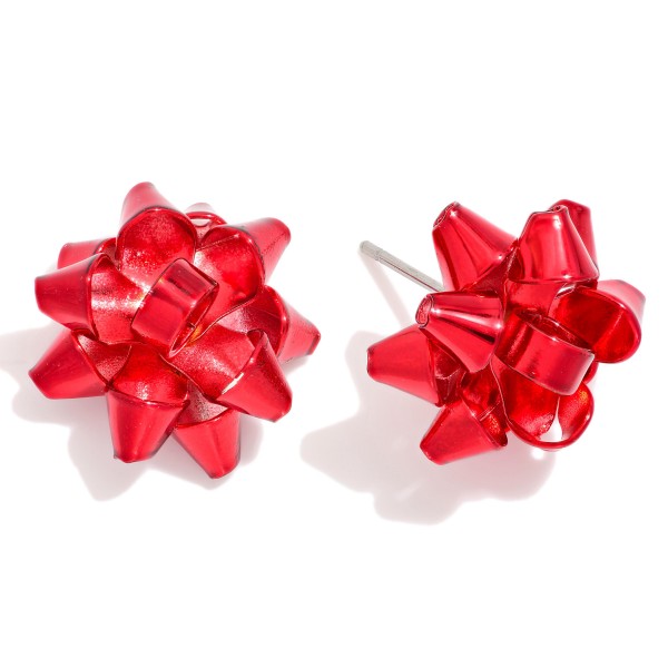 Wholesale metal Christmas Bow Stud Earrings L